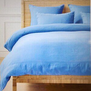 Serena & Lily Positano Queen Duvet Cover Belgian Flax Linen In French Blue NWOT